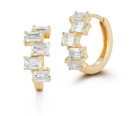 Scattered Emerald Diamond Huggies