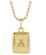 Puffed Dog Tag Initial Necklace