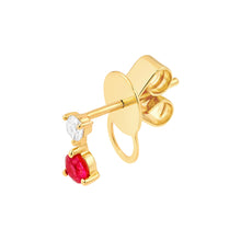 Load image into Gallery viewer, Ruby &amp; Diamond Stud Earrings (1/8tcw)