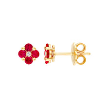 Load image into Gallery viewer, Ruby Flower Stud Earrings
