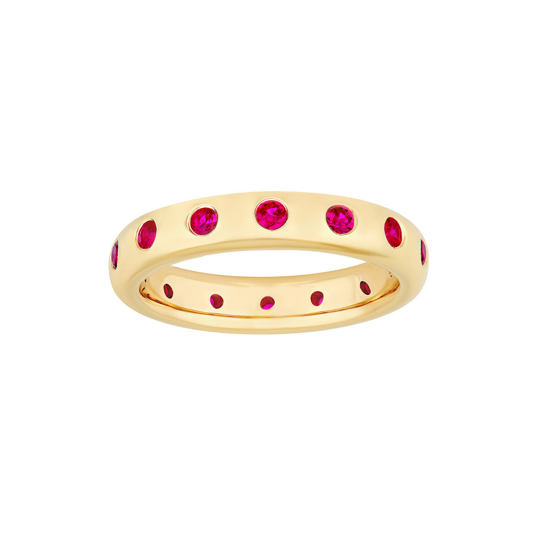 Round Ruby Straight Band Ring