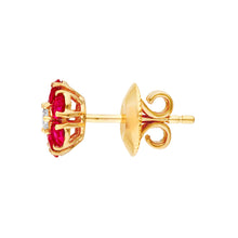 Load image into Gallery viewer, Ruby &amp; Diamond Cluster Stud Earrings