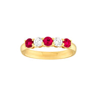 5 Stone Round Ruby & Diamond Ring