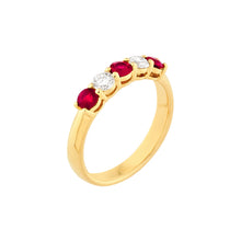Load image into Gallery viewer, 5 Stone Round Ruby &amp; Diamond Ring