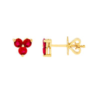 Ruby Trio Stud Earrings (3mm)