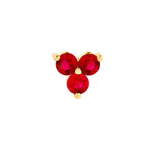 Load image into Gallery viewer, Ruby Trio Stud Earrings (3mm)