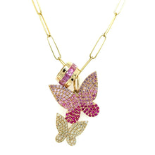 Load image into Gallery viewer, Ombre Pink Sapphire Double Butterfly Charm