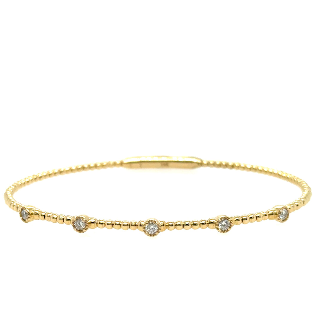 Round Bezel Beaded Flex Bangle