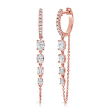 Load image into Gallery viewer, Oval Diamond Huggies with Drop Chain