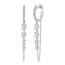 Load image into Gallery viewer, Oval Diamond Huggies with Drop Chain