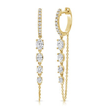 Load image into Gallery viewer, Oval Diamond Huggies with Drop Chain