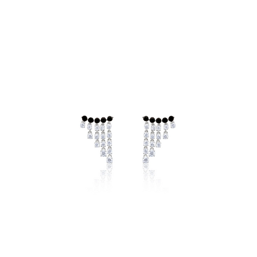 Diamond Fringe and Black Diamond Earrings