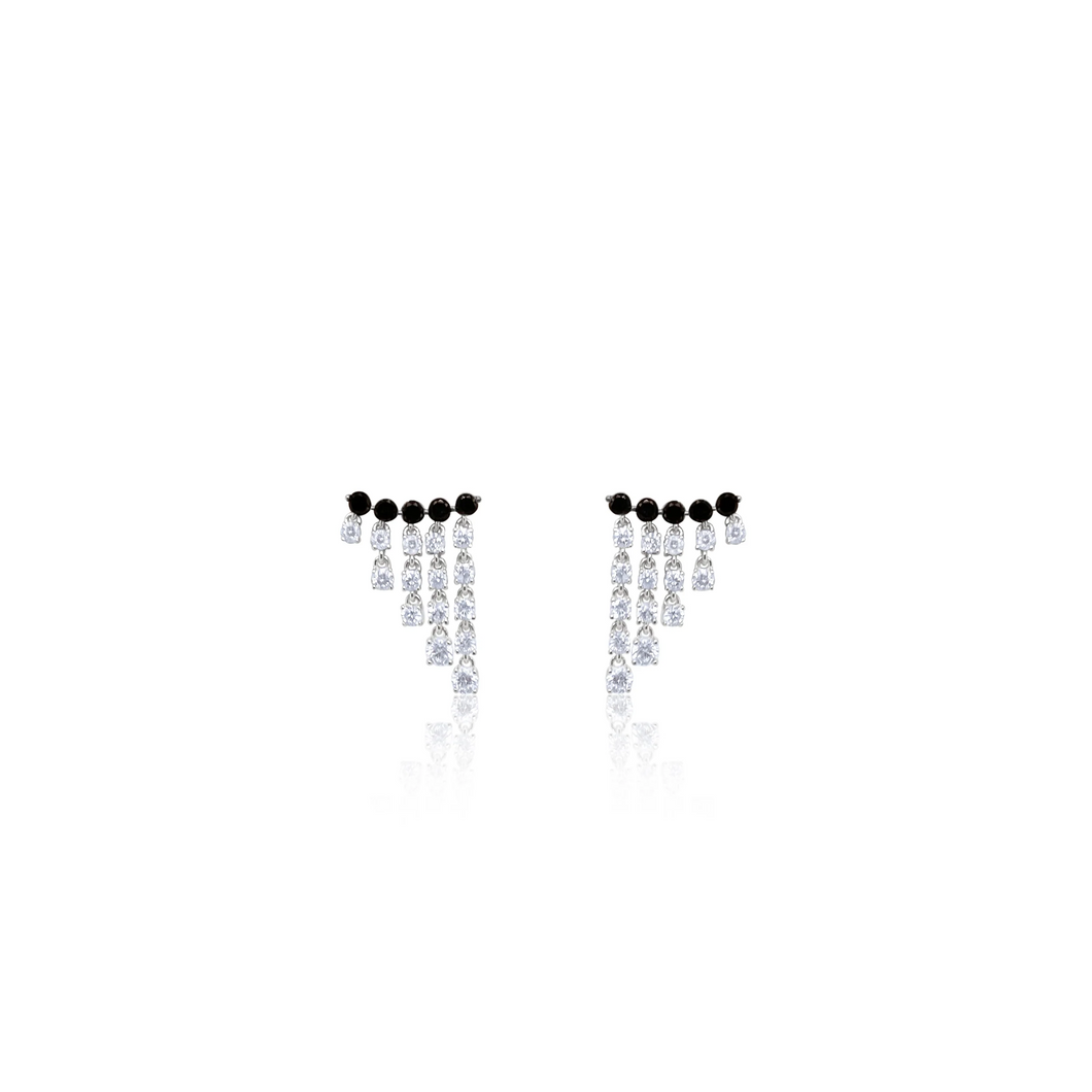 Diamond Fringe and Black Diamond Earrings