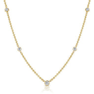 Diamond Ball Chain Station Necklace