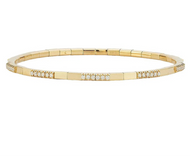 Extensible Tennis Bracelet with Alternating Two Gold and Diamond Settings