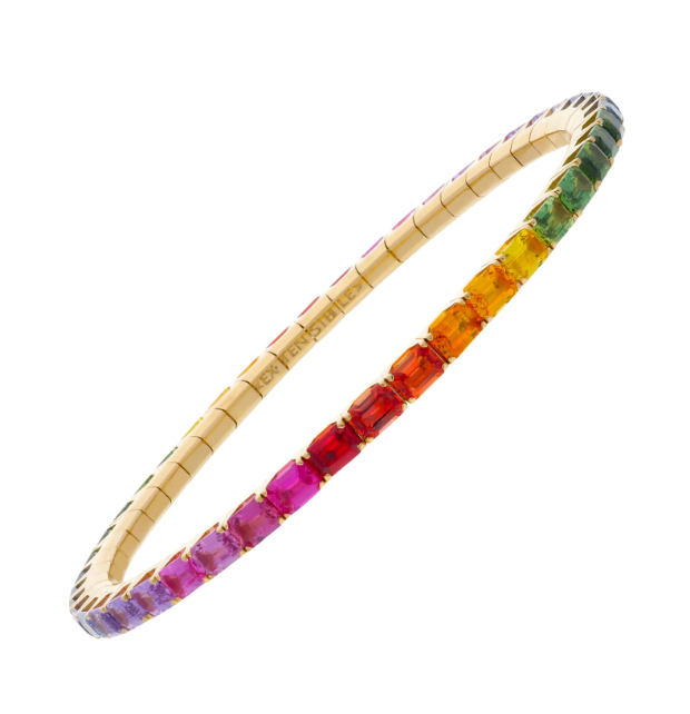 Ex-Tensible Emerald Cut Rainbow Sapphire Bracelet