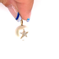 Pearl Charm with Diamond Shooting Star