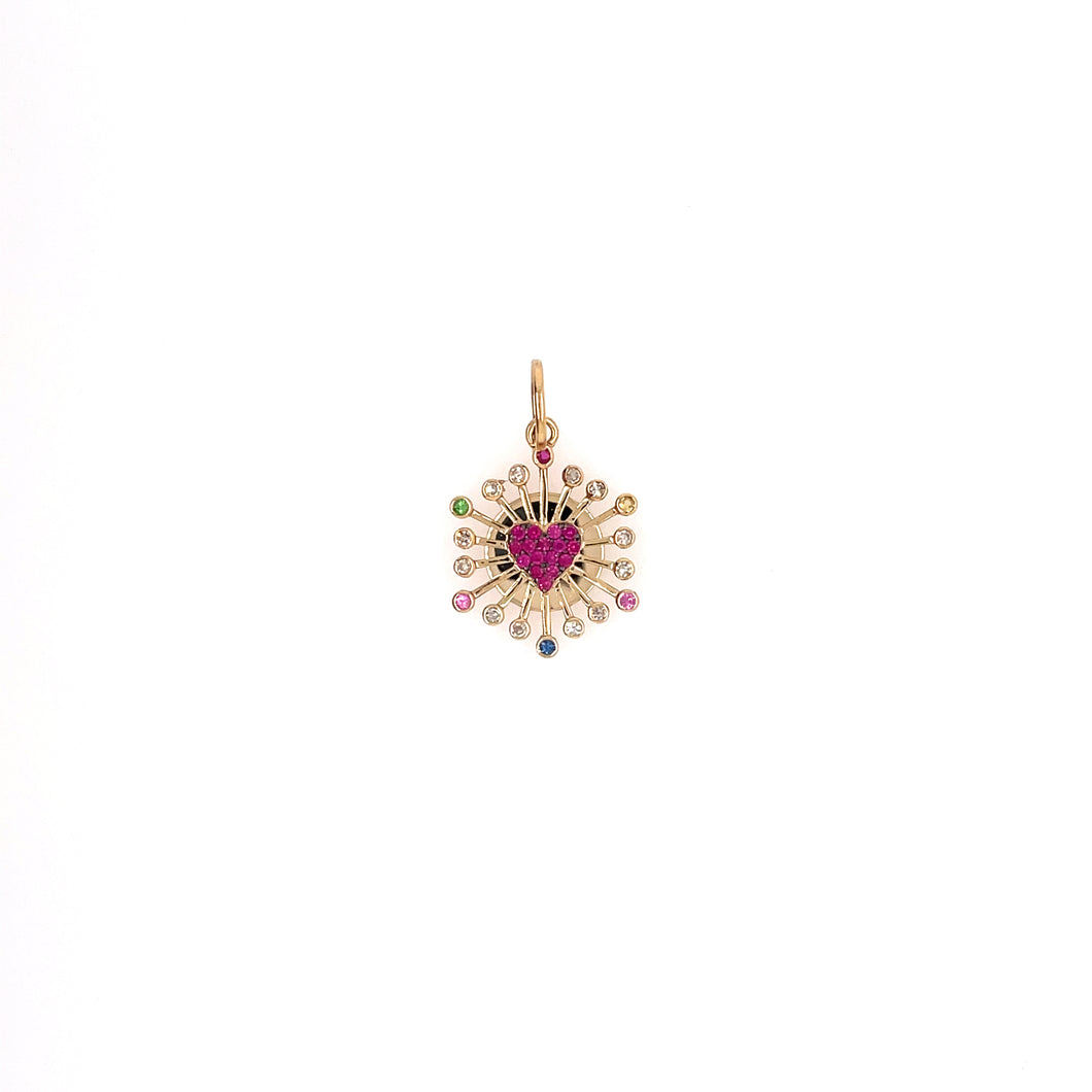Heart Pink Sun Burst