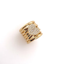 Load image into Gallery viewer, Yellow Gold Spiral Diamond Heart Ring
