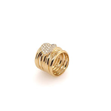 Load image into Gallery viewer, Yellow Gold Spiral Diamond Heart Ring