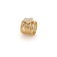 Yellow Gold Spiral Diamond Heart Ring