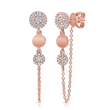 Load image into Gallery viewer, Pave Disc Drop Chain Earrings