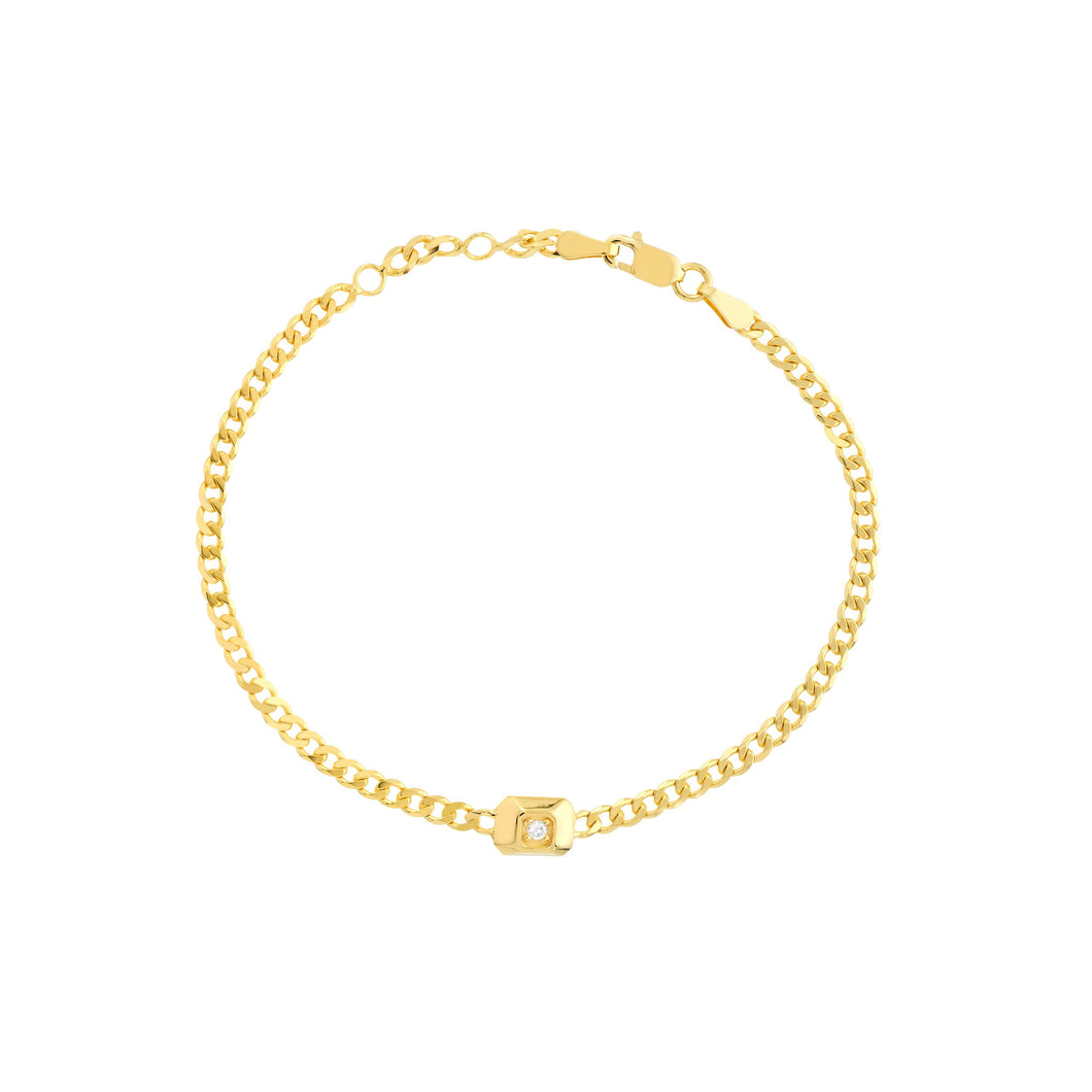 Curb link Bracelet with Diamond Accent