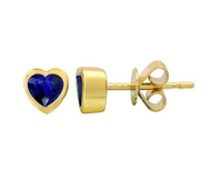 Bezel Set Heart Sapphire Studs