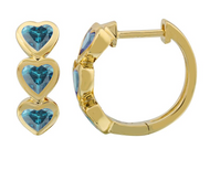 Blue Topaz Heart Shaped Huggie Earrings