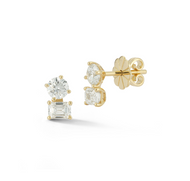 Two Stone Diamond Stud Earrings