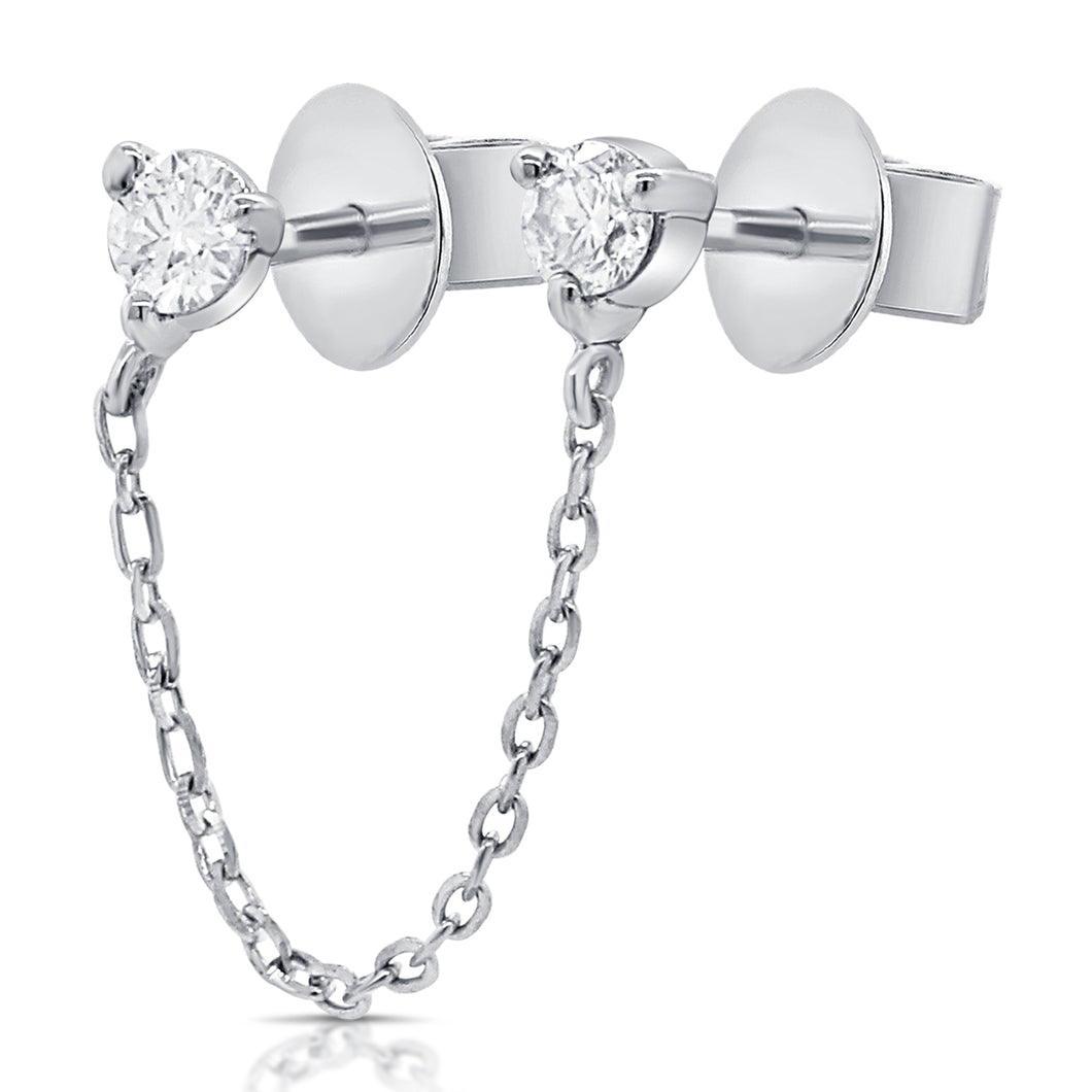 Diamond Stud Chain Earring