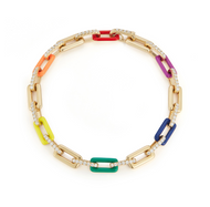Rainbow Enamel Diamond Link Bracelet