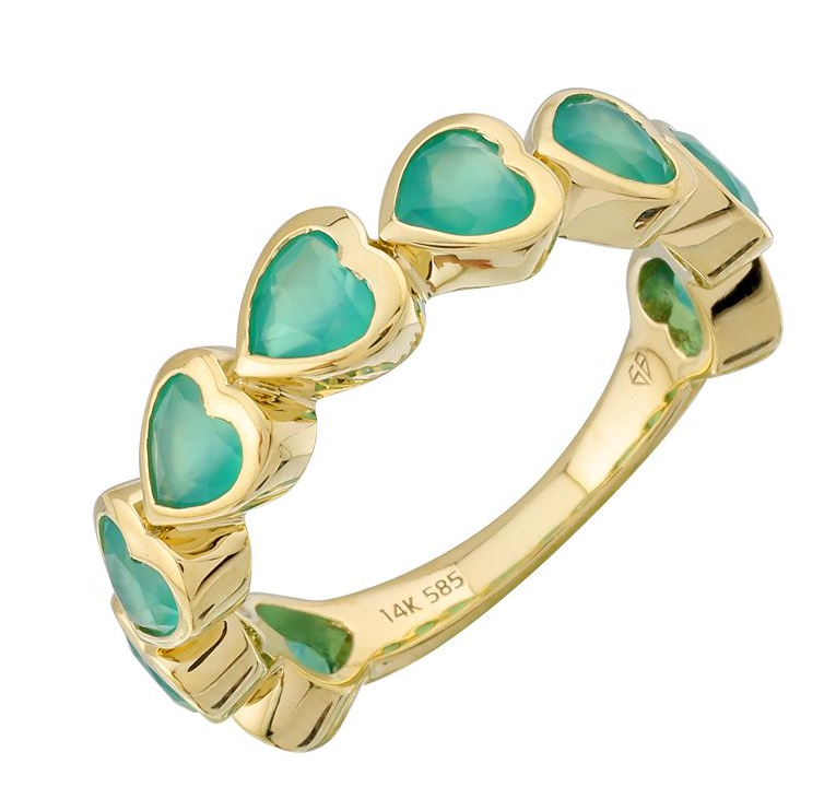 Green Agate Heart Ring