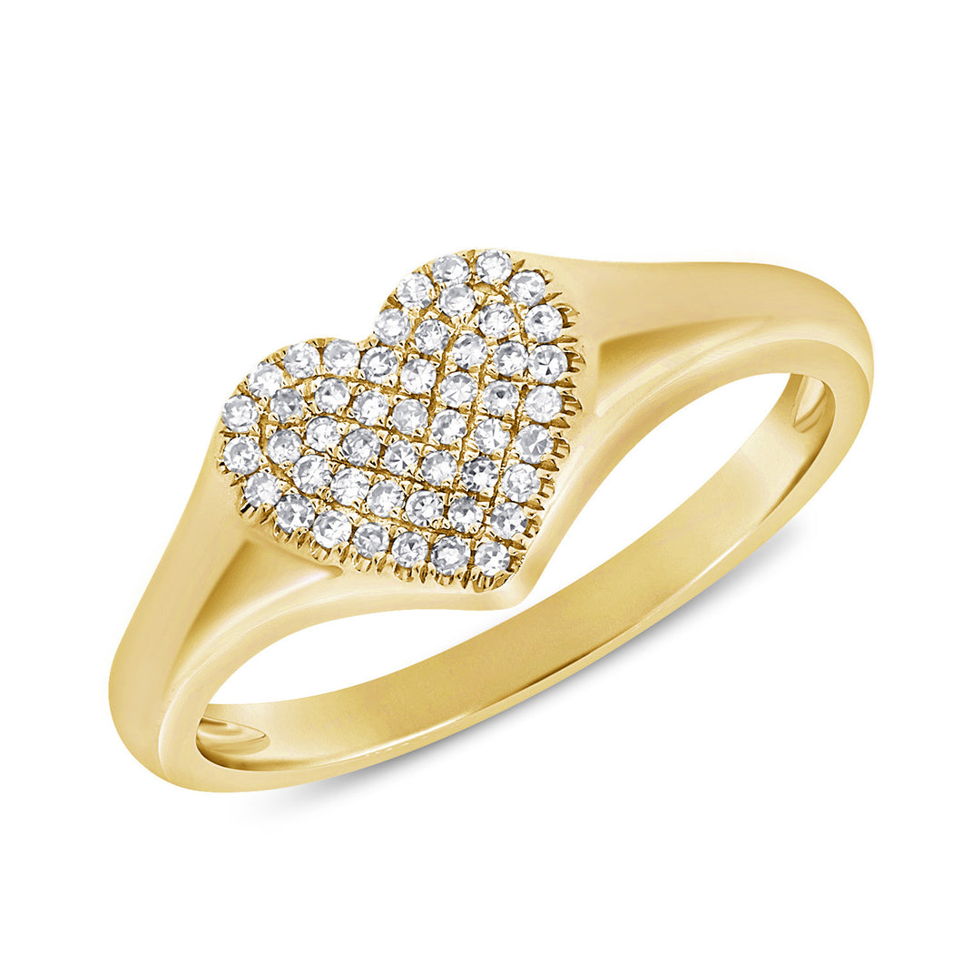 Pave Heart Pinky Ring