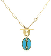 Turquoise Enamel Paperclip Toggle Necklace