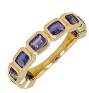 Iolite Emerald Cut Bezel Ring