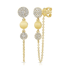 Load image into Gallery viewer, Pave Disc Drop Chain Earrings
