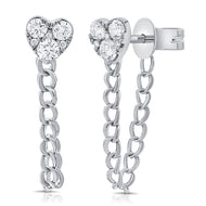 Diamond Heart Chain Earring