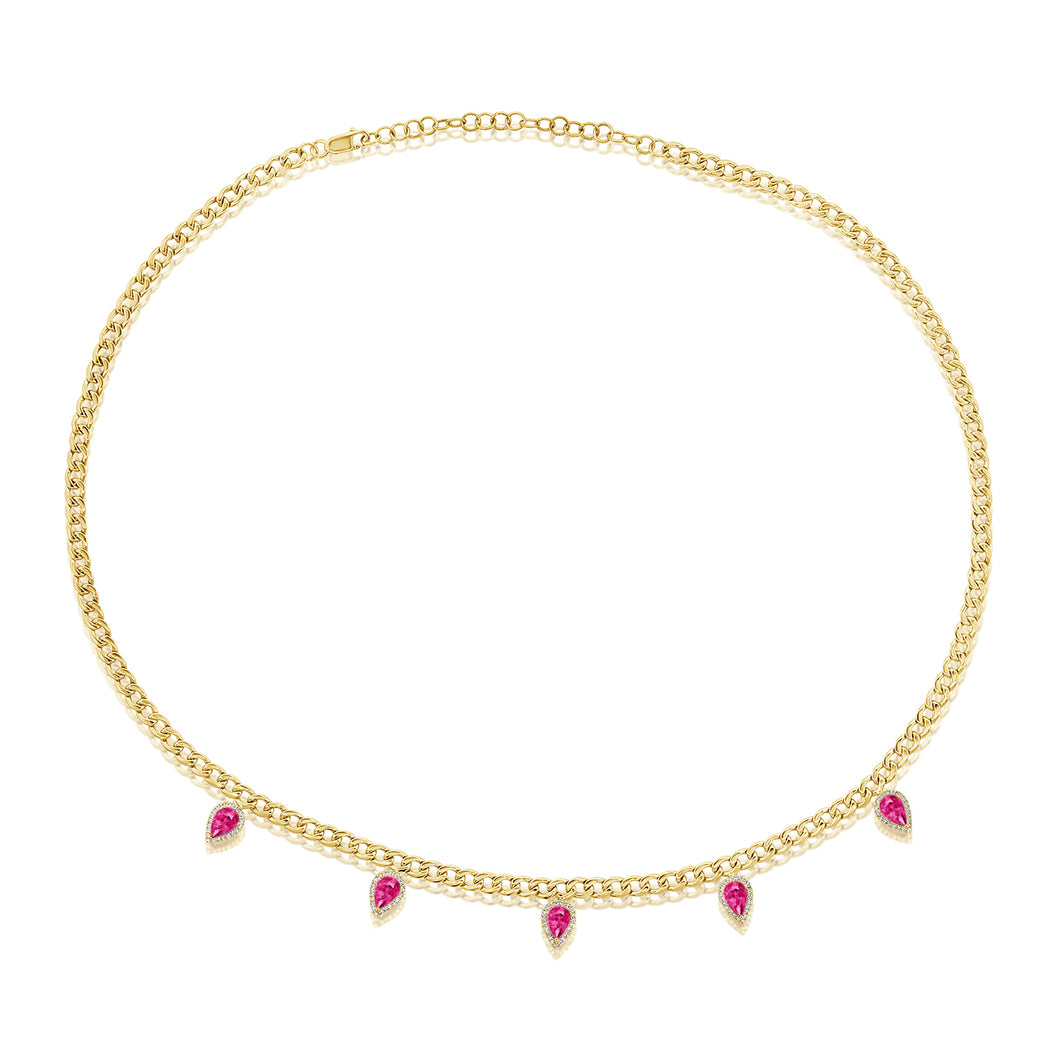 Pink Sapphire Drop Necklace