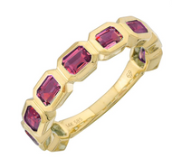 Rhodolite Emerald Cut Bezel Ring