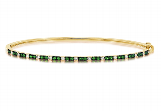 Tsavorite and Diamond Bangle