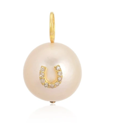 Pearl and Diamond Horseshoe Charm