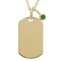 Load image into Gallery viewer, Name Tag Necklace with Emerald Charm