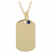 Load image into Gallery viewer, Name Tag Necklace with Sapphire Charm