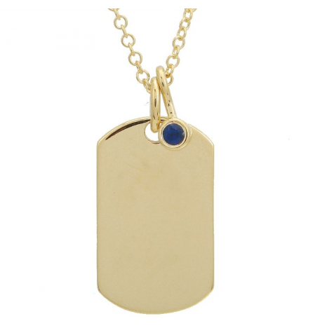 Name Tag Necklace with Sapphire Charm