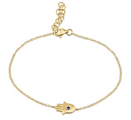 Gold Hamsa and Sapphire Bracelet