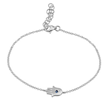 Load image into Gallery viewer, Gold Hamsa and Sapphire Bracelet