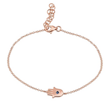 Load image into Gallery viewer, Gold Hamsa and Sapphire Bracelet