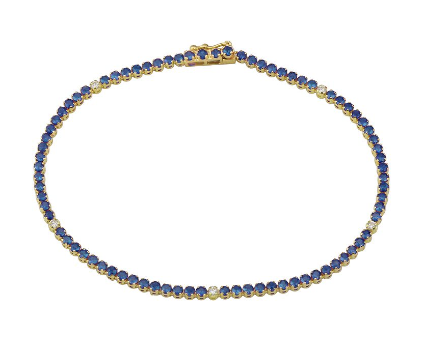 Sapphire Tennis Bracelet with accenting Diamonds