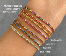 Load image into Gallery viewer, Sapphire Tennis Bracelet with accenting Diamonds